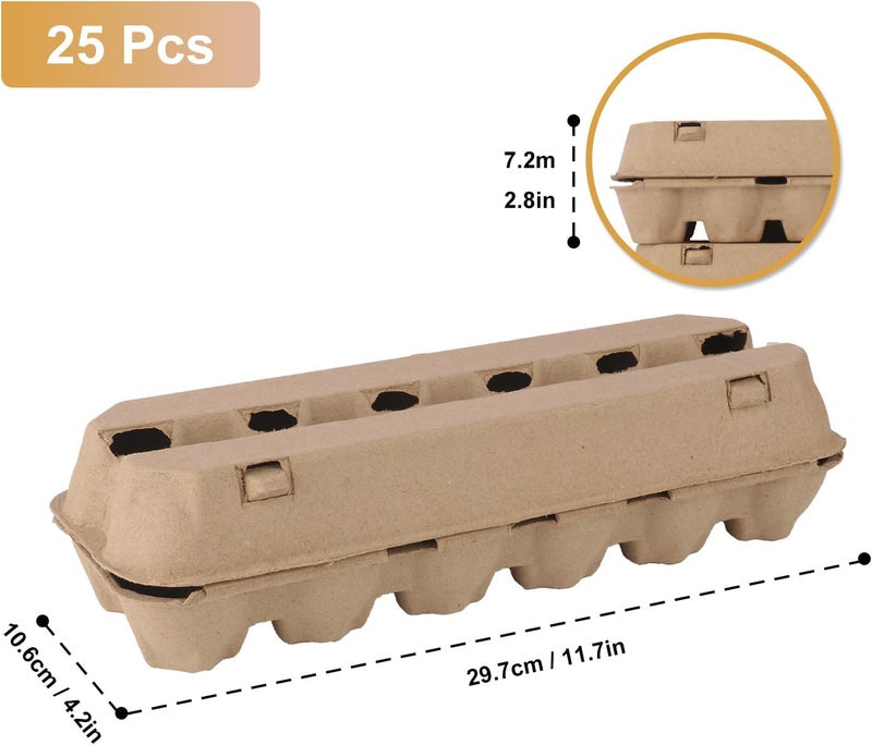 IHDYPPEW 25 Pack Egg Cartons Bulk, Cardboard Egg Crates for Secure Eggs Storage, Egg Cartons Bulk for Fresh Eggs - Perfect for 12 Count (1 Dozen) Large Eggs - Image 2